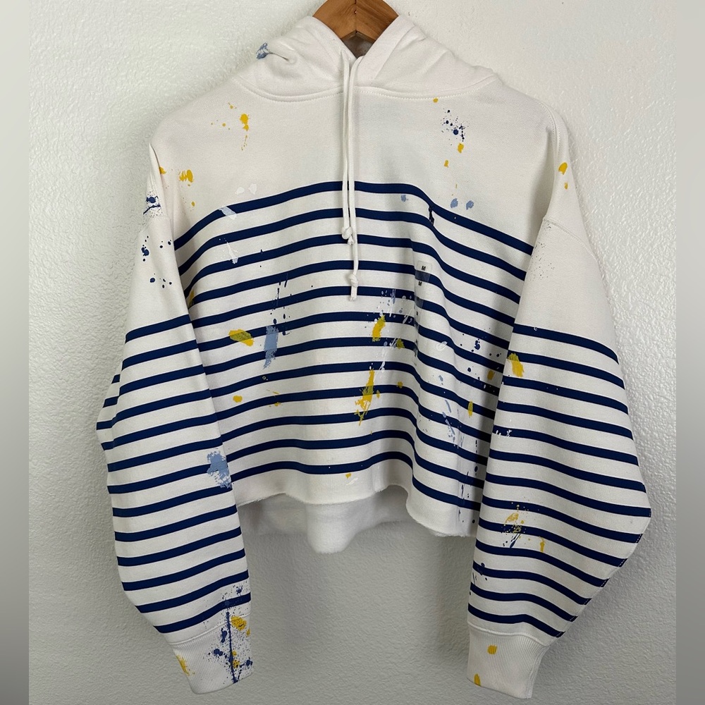 Polo Ralph Lauren Paint Splatter Embroidered Pony Hoodie PWing Women Size Medium